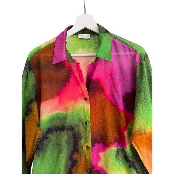 Dries Van Noten Clavelly Watercolor Print Collared Cotton Button Shirt Size 40 - Picture 4 of 11